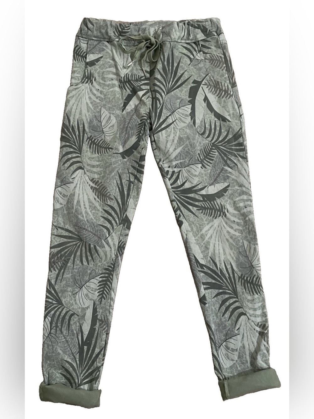 VENTI6 Tropical PALM LEAF Print Slouchy PANTS Made in ITALY Size Small